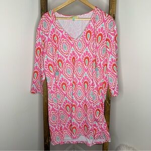 Viv & Lou Vibrant Pink Patterned Women's Dress L/XL